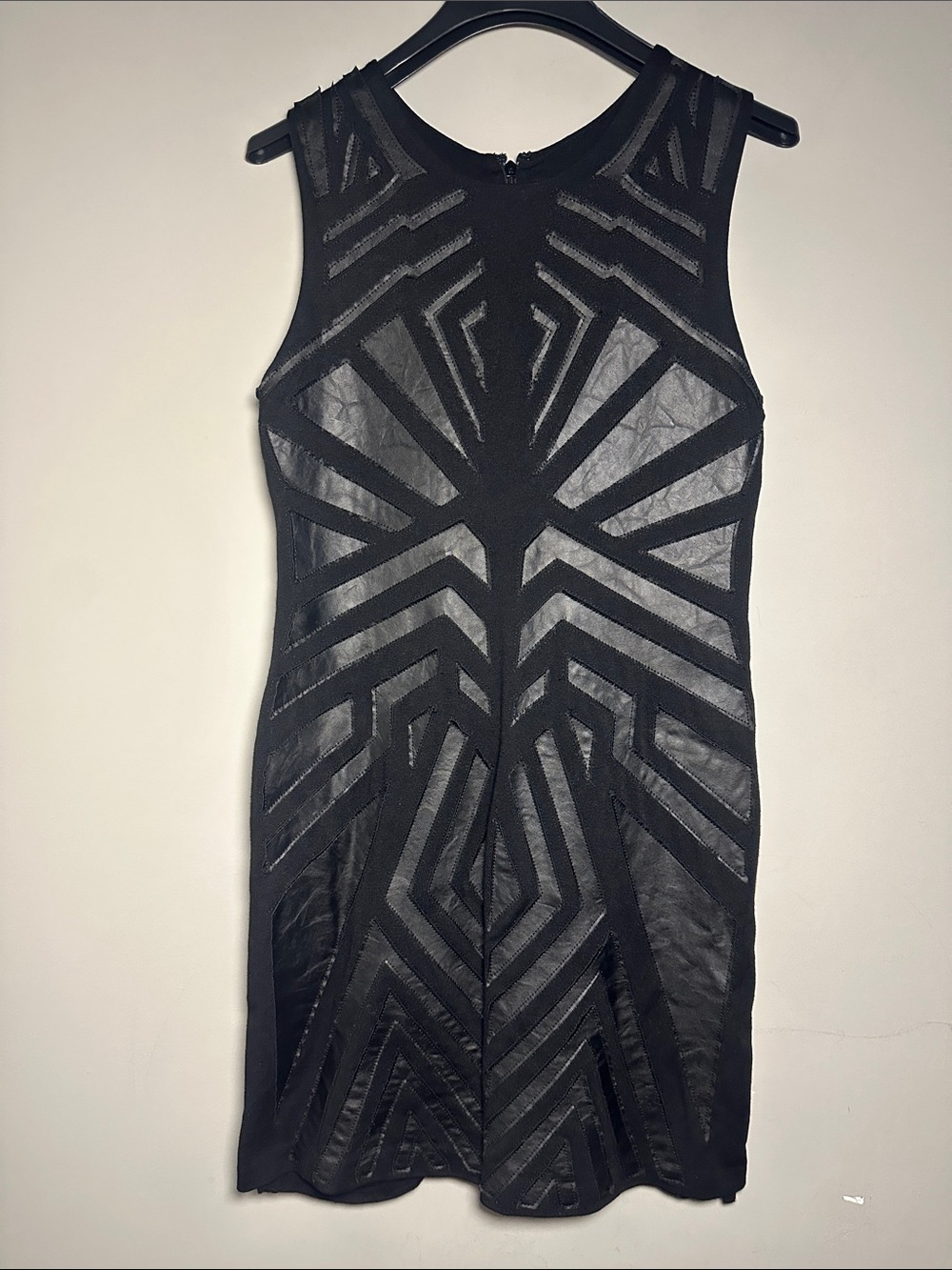 Greylin Black Geometric Mesh Bodycon Dress